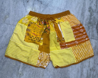 Boho Hippie Patchwork Shorts: Handmade Rayon Beach Wear