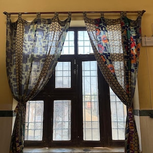 Indian Handmade Silk Sari Fabric Curtain Decorative Curtain, Hippie Boho Curtain Panels, Bohemian Room Canopy Decor, Wall Hanging, Home Gift
