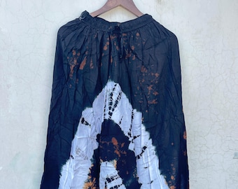 Boho Tie Dye Rayon Skirt, Bohemian Midi Skirt.