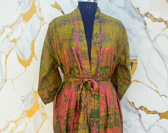 Tie Dye Kimono, Boho Chic Robe, Festival Outfits, Wedding Kimono, Maternity Gown.