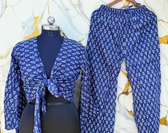 Two-piece women's co-ord set, Rayon loungewear outfit.