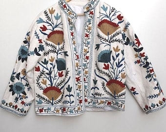 Hand Embroidered Suzani Jacket, Boho Winter Coat.