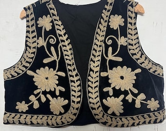 Handmade Cotton Suzani Vest, Floral Embroidered Waistcoat, Boho Summer Layering Piece