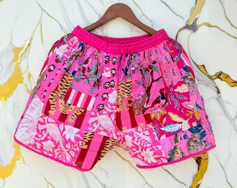 Boho Cotton Shorts, Hippie Festival Clothing, Relaxed Fit Nightwear, Everyday Comfort Wear.