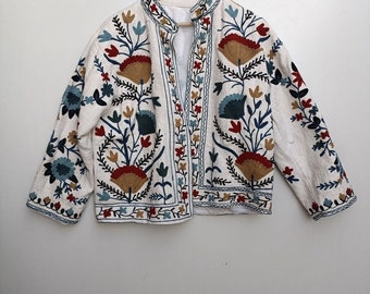 Hand Embroidered Suzani Jacket, Boho Winter Coat.