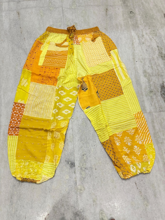 Boho Hippie Patchwork Pants, Soft Rayon Harem Trousers, Summer