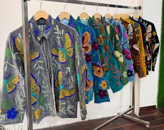 Velvet Suzani Jacket, Hand Embroidered Boho Coat, Handmade Indian Festival Outerwear.