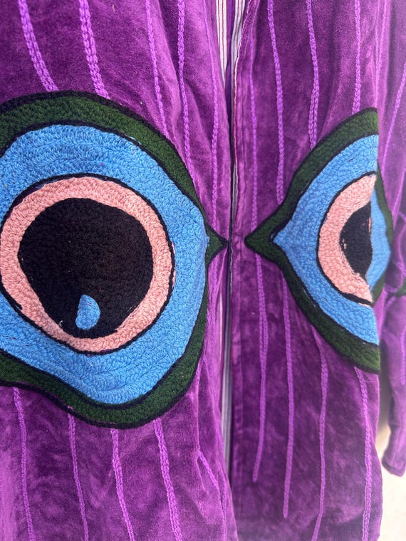 ベルベットのスザニ刺繍ジャケット：ボヘミアンシックなオープン