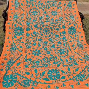 Uzbek Hand Embroidered Suzani Wall Hanging ,Uzbek Suzani Throw,Suzani Bedspread , Handmade Tapestry, Cotton Embroidery,Suzani Wall  hanging