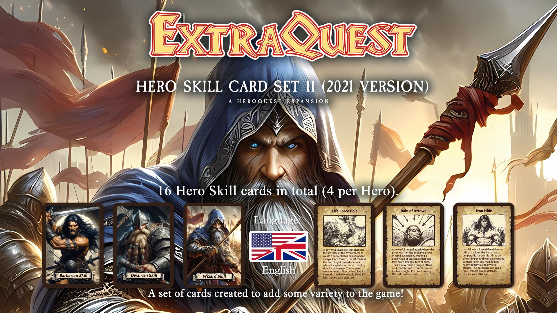 ExtraQuest Hero Skill cards Set 2 **ENGLISH ONLY** (Heroquest 2021 Edition)
