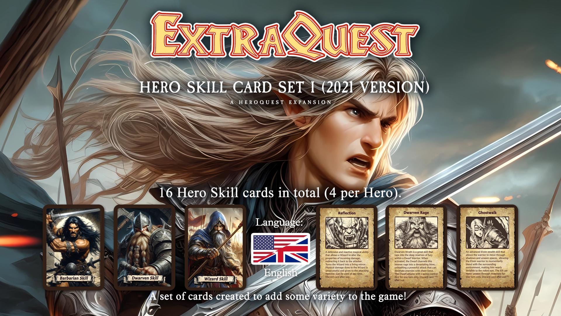Extraquest Hero Skill Cards Set 1 **ENGLISH ONLY** (heroquest 2021