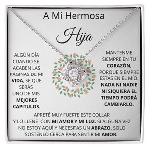 regalo para mi hija | A mi hermosa hija| collar nudo de amor | querida hija | regalo de cumpleaños para mi hija | Regalo de cumpleanos