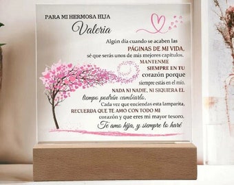 Lampara de Amor eterno| Plaça acrilica | | Regalo de navigation | Prix de 15 ans | sucré 16| quincianera| Cumpleanos hija | Personnalisation|