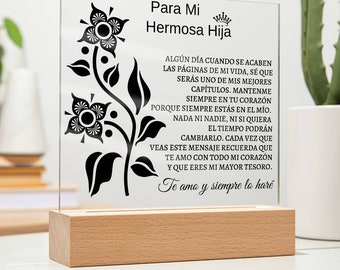 Lampara Con Mensaje de Amor Para Hija - Personalizado - Eres Mi Mayor Tesoro - Regalos de Navidad para Hija, Regalos de Cumpleanos para Hija