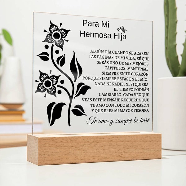 Lampara Con Mensaje de Amor Para Hija - Personalizado - Eres Mi Mayor Tesoro - Regalos de Navidad para Hija, Regalos de Cumpleanos para Hija