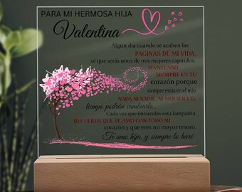 Lampe d'Amour éternel | Placa acrylique | | regalo de navidad hija | régal de 15 ans | doux 16| quincianera| Cumpleaños hija| Personnalisé