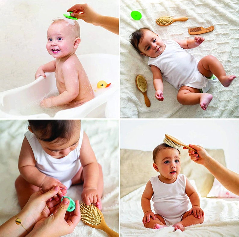 Brosses pour bébé personnalisées Brosses pour bébés en bois Bébé souvenir Baby shower Cadeau nouveau-né Cadeau bébé Brosse à cheveux pour bébé image 10