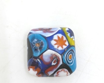 Small Murano glass square magnetic brooch