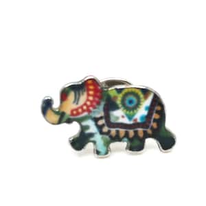 Elephant pin brooch, enamelled elephant jewellery, animal pin, colourful elephant brooch, small brooch, gift for elephant lover,gift for mum