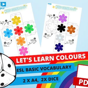 COLOUR Dice Colors Learning Activity. Toddler and Preschool Printable Color Learning. Colours Dice. Colours Cube. printable dice