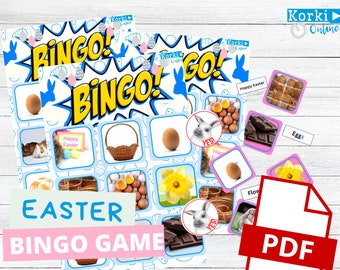 Druckbare Ostern Bingo-Spiel, 6 einzigartige Bingo-Karten, Ostern Aktivität, Ostern Partei Klassenzimmer Spiele, Frühling Bingo ESL