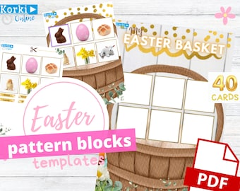 Osterkorb Muster 40 Blöcke Vorlagen, Ostern Aktivitäten für Kleinkinder, BRAIN BOOSTER ACTIVITY,, Osterkorb Matching Game, für Kinder
