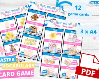 Ich habe - wer hat? Ostern Spiel, Ostern Kartenspiel, Ostern Aktivität, Ostern druckbare Spiel, ESL Lehrer Ressource, für Kinder