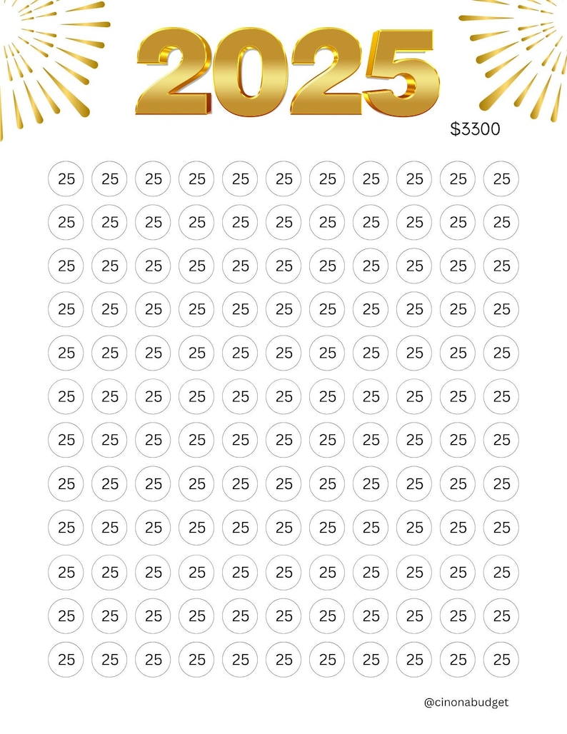 2025 Savings Challenge Etsy