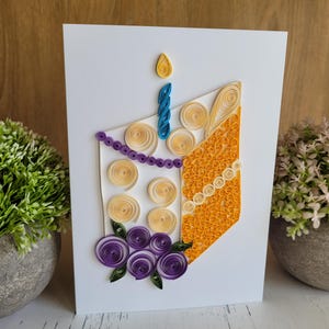 Carte de gâteau d'anniversaire piquante | Créations en papier | Quilling | Blanc à l'intérieur | 8 modèles