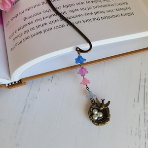 Metal Bookmarks | Bird in Nest | Antique Gold or Silver Hook | 7 Designs