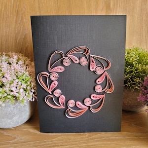 Quilled Heart Wreath Card | Rękodzieło papierowe | Quilling | Puste wnętrze | 2 wzory