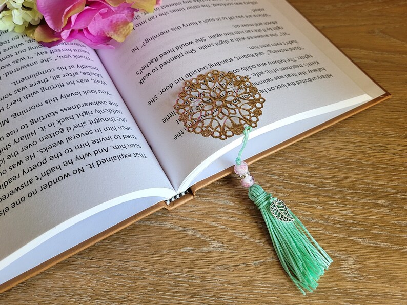 Metal Bookmarks Open Work Filigree Medallion Bookmark Unique Gift for Her 6 Designs image 1