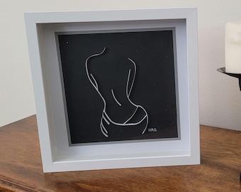 Silueta femenina sensual / Quilling de papel / Arte mural único / Arte enmarcado de 10 x 10 / 5 diseños