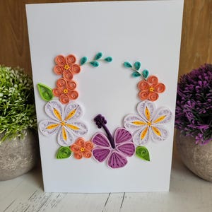 Quilled Hibiskus Blumenkarte | Papiermodelle | Quilling | Innen leer | 4 Designs