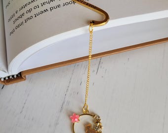 Metalen kattenbladwijzer | Bloemenbedel, boekenliefhebber cadeau
