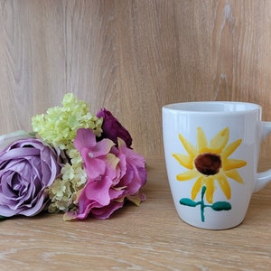 Handpainted Coffee Mugs/Tea Cups | Sunflower Mug | Large Mug | Coffee Tea Lover Gift | 12 oz Mug