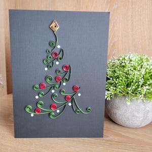 Tarjeta navideña con filigrana / Manualidad de papel / Tarjeta con muñeco de nieve / Quilling / Interior en blanco / 5 diseños