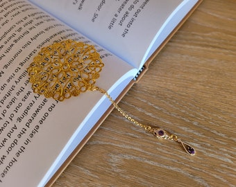 Metal Bookmarks | Gold Open Work Filigree Medallion Bookmark | Elegant Gift for Her | 3 Designs