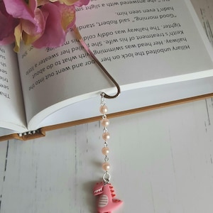 Metalen bladwijzer dinosaurus | Zilveren haak, kralenketting