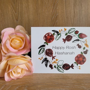 Rosh Hashanah Cards | Sweet New Year | Pomegranate Wreath | Jewish New Year Greeting Cards | Set of 20