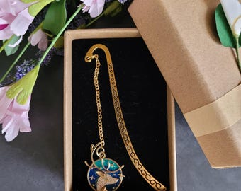 Gold Elk Charm Bookmark: Nature Lover Gift