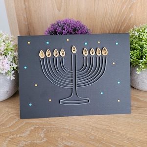 Carte piquante de Hanoucca | Créations en papier | Quilling | Blanc à l'intérieur | 6 modèles