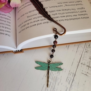 Metal Bookmarks | Copper Feather | Dragonfly Charm | Unique Book Lover Gift | 4 Designs