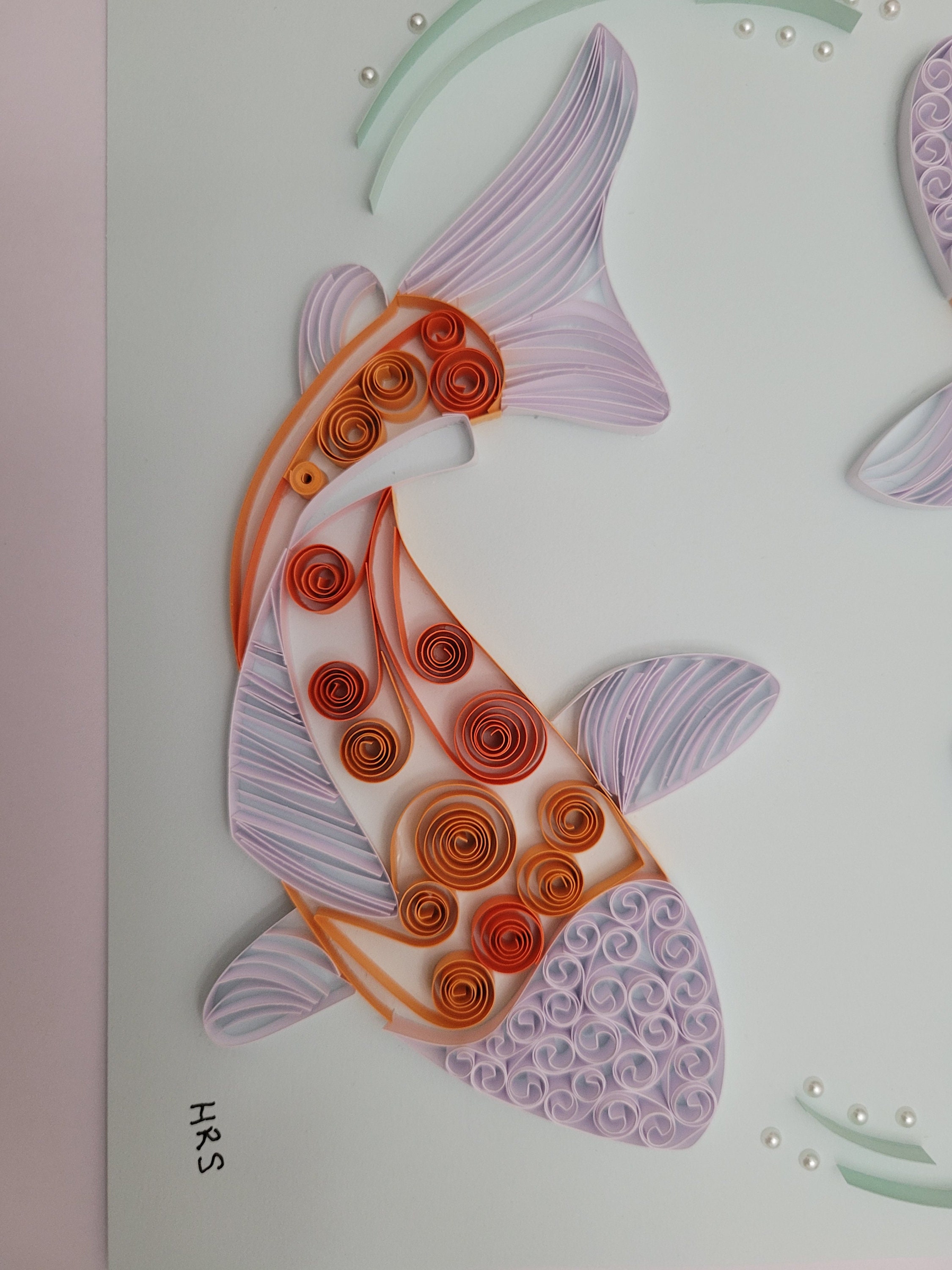 Koi Fish Art Piece Paper Quilled Craft Gold Fish Etsy