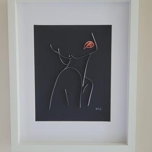 Quilled Female Line Art Piece | Paper Craft | Quilling | Handmade Home Decoration | 14x11 Framed Wall Art