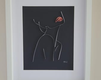 Quilled Paper Art: Female Line, Minimalist Framed Wall Decor (11x14)