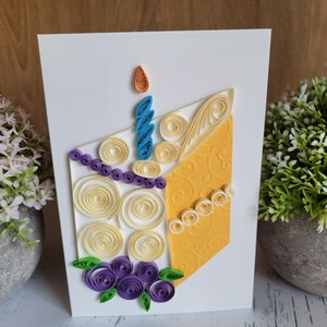 Carte de gâteau d'anniversaire piquante | Créations en papier | Quilling | Blanc à l'intérieur | 6 modèles