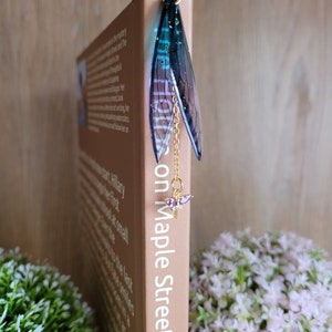 Dragonfly Wing Bookmark: Gold Hook, Jewel Charm, Fantasy Gift