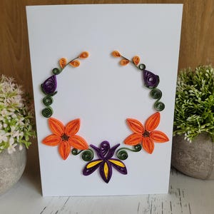 Handgemachte Grußkarte | Quilled Iris Blumenkarte | Papiermodelle | Quilling | Innen leer | 4 Designs