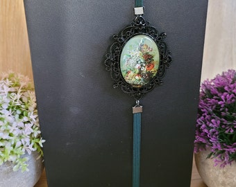 Marcador elástico de brocha floral / Tanga de libro / Marcador de planificador / Negro / Siete diseños